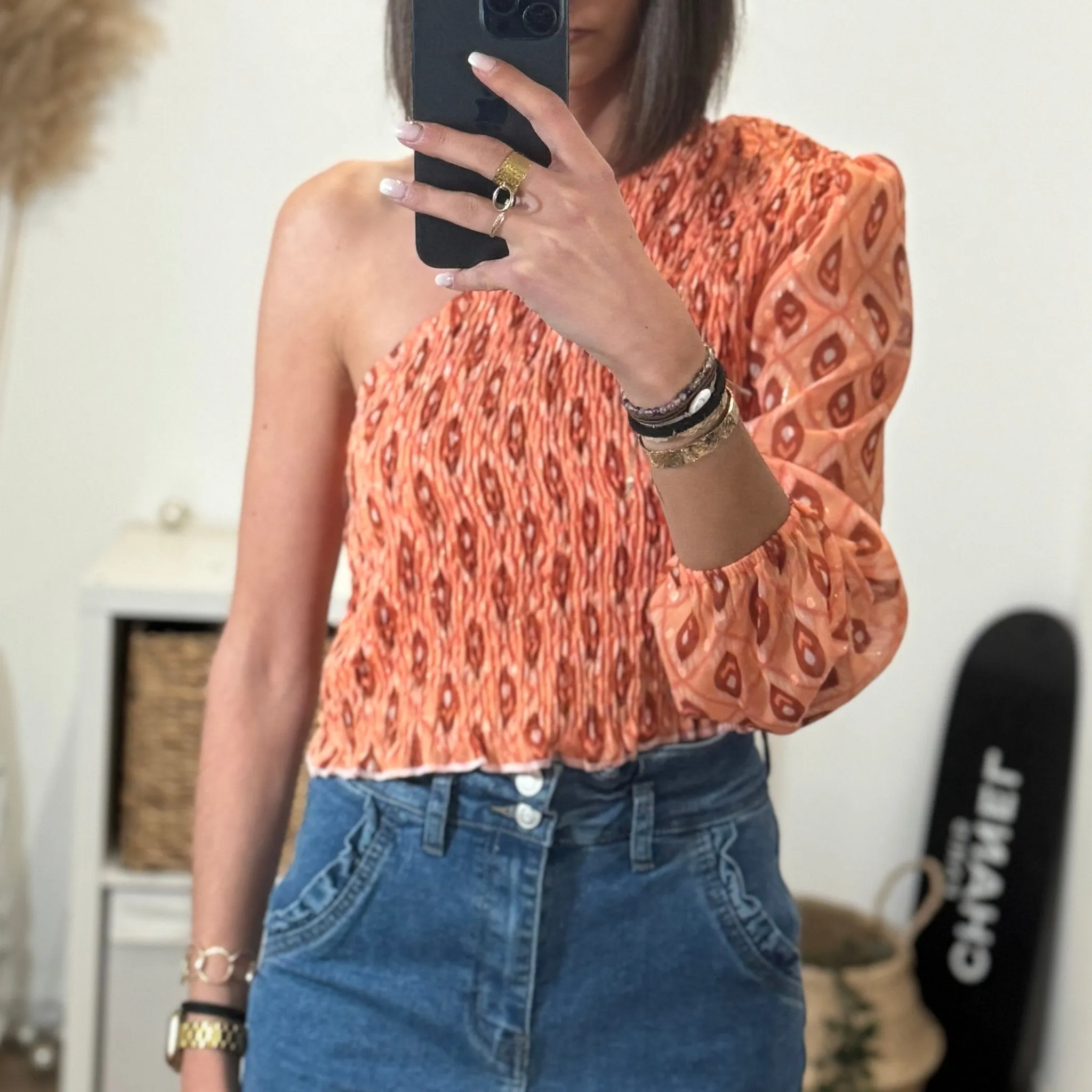 TOP ASYMETRIQUE ORANGE ALIX